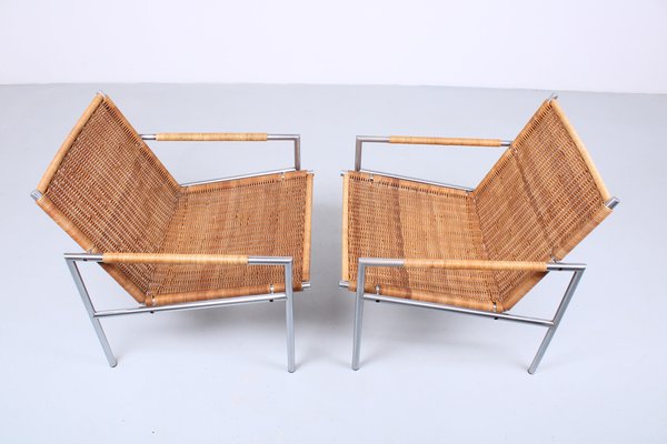 SZ01 Lounge Chairs in Rattan by Martin Visser for 't Spectrum, 1960s, Set of 2-XT-1823022