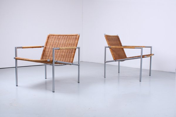 SZ01 Lounge Chairs in Rattan by Martin Visser for 't Spectrum, 1960s, Set of 2-XT-1823022