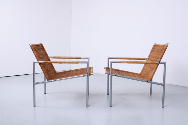 SZ01 Lounge Chairs in Rattan by Martin Visser for 't Spectrum, 1960s, Set of 2-XT-1823022