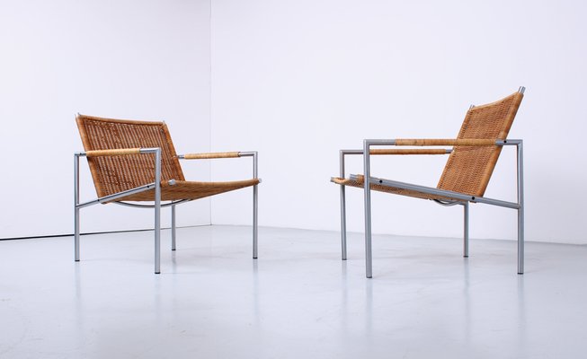 SZ01 Lounge Chairs in Rattan by Martin Visser for 't Spectrum, 1960s, Set of 2-XT-1823022