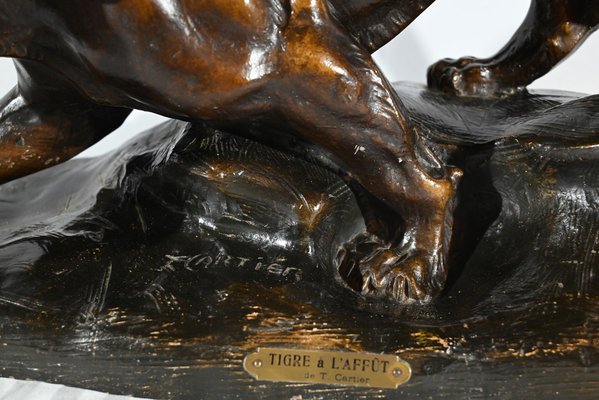 T.cartier, Tiger on the Prowl, Early 20th Century, Sculpture in Patinated Terracotta-RVK-1792478