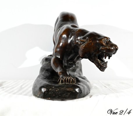 T.cartier, Tiger on the Prowl, Early 20th Century, Sculpture in Patinated Terracotta-RVK-1792478