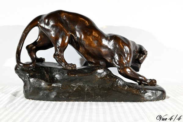 T.cartier, Tiger on the Prowl, Early 20th Century, Sculpture in Patinated Terracotta-RVK-1792478