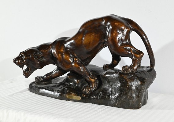 T.cartier, Tiger on the Prowl, Early 20th Century, Sculpture in Patinated Terracotta-RVK-1792478