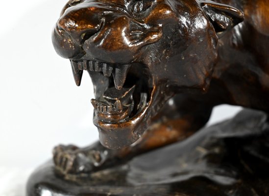 T.cartier, Tiger on the Prowl, Early 20th Century, Sculpture in Patinated Terracotta-RVK-1792478