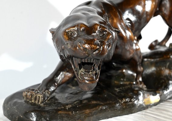 T.cartier, Tiger on the Prowl, Early 20th Century, Sculpture in Patinated Terracotta-RVK-1792478