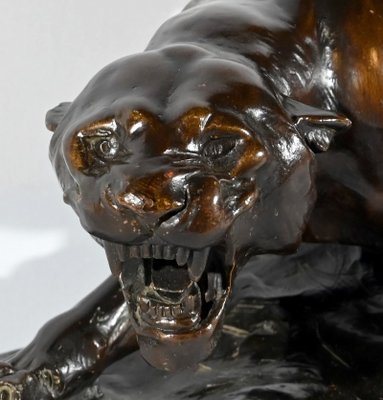 T.cartier, Tiger on the Prowl, Early 20th Century, Sculpture in Patinated Terracotta-RVK-1792478