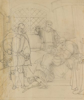 T. Oer, Charles V on His Deathbed, 19th-Century, Pencil-OJR-1273455