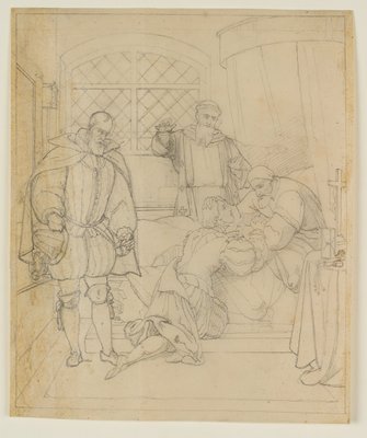 T. Oer, Charles V on His Deathbed, 19th-Century, Pencil-OJR-1273455