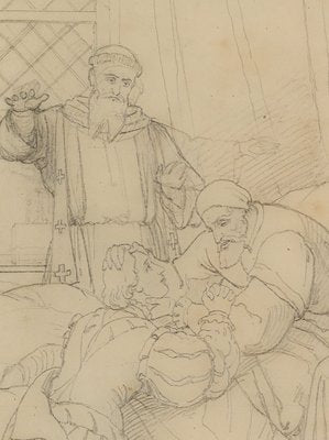 T. Oer, Charles V on His Deathbed, 19th-Century, Pencil-OJR-1273455