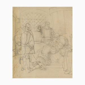 T. Oer, Charles V on His Deathbed, 19th-Century, Pencil-OJR-1273455