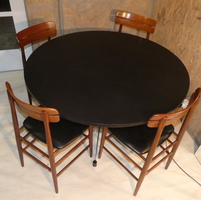 Table and 4 Rosewood Chairs, Italy, 1950s, Set of 5-ERB-1098463