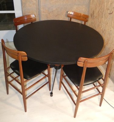 Table and 4 Rosewood Chairs, Italy, 1950s, Set of 5-ERB-1098463