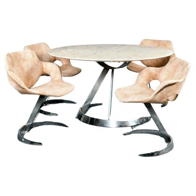 Table and Chairs by Boris Tabacoff, 1970s, Set of 5-QCI-1730516