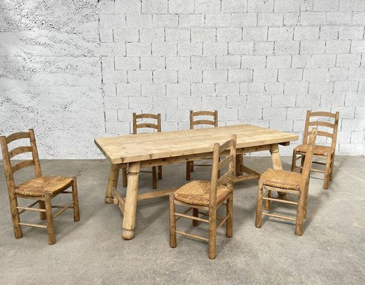 Table and Slavy Table and Chairs Set by Georges Robert, 1950s, Set of 7-PB-1700537