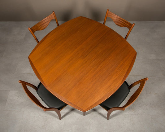 Table & Chairs in Teak from Gustav Bahus, Set of 5