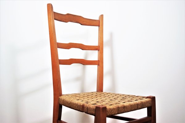 Table, Chairs & Sideboard in Wood, 1940s, Set of 9-KNM-1063720