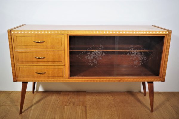 Table, Chairs & Sideboard in Wood, 1940s, Set of 9-KNM-1063720