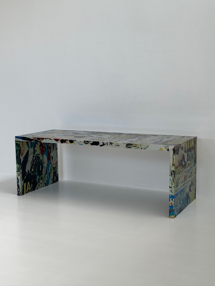 Table Desk with Subject La Dolce Vita by Mimmo Rotella and Zero Design, 1990s