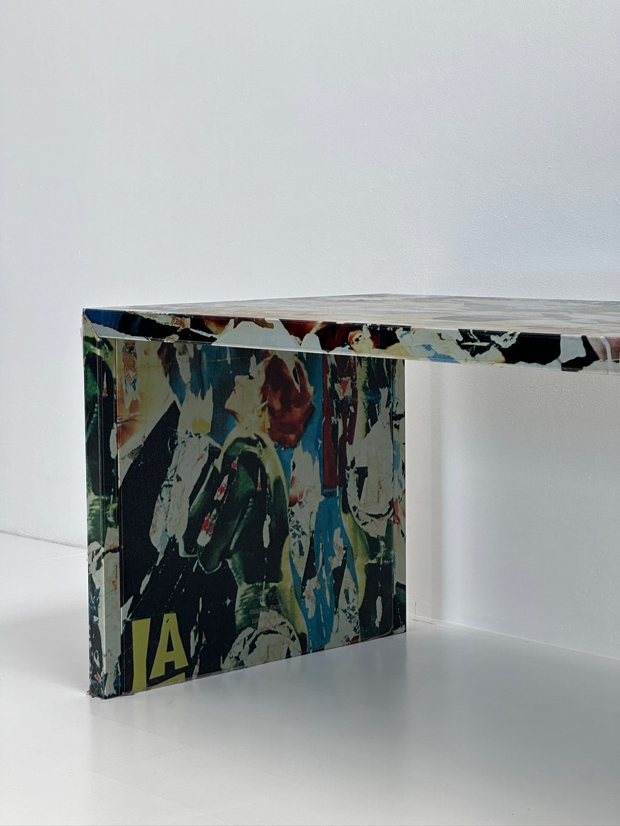 Table Desk with Subject La Dolce Vita by Mimmo Rotella and Zero Design, 1990s