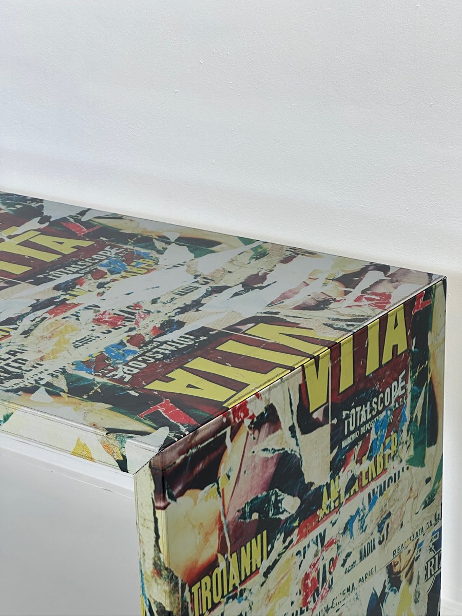 Table Desk with Subject La Dolce Vita by Mimmo Rotella and Zero Design, 1990s