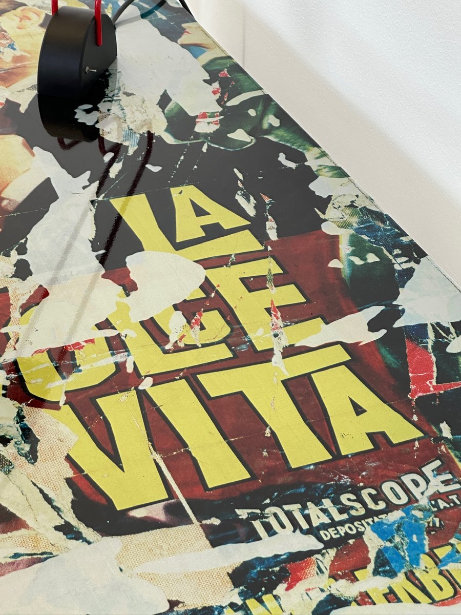 Table Desk with Subject La Dolce Vita by Mimmo Rotella and Zero Design, 1990s