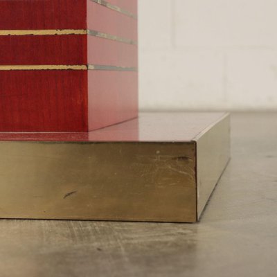 Table in Stained Wood, Brass and Cloth, 1980s-VMM-848879