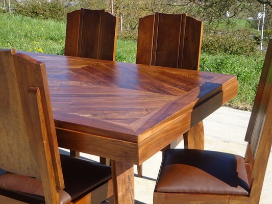 Table in Walnut and Herringbone Veneer, 1950s-ABK-2040214