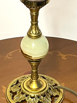 Table Lamp Brass Onyx with Glass Shade, 1950s-NGU-2016648