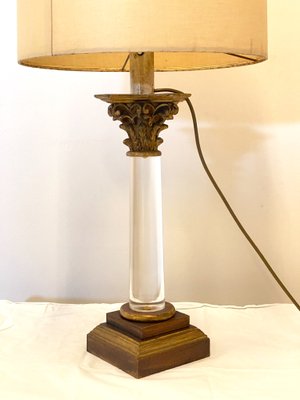 Table Lamp in Acrylic Glass and Wood, 1970s-NPC-1325790