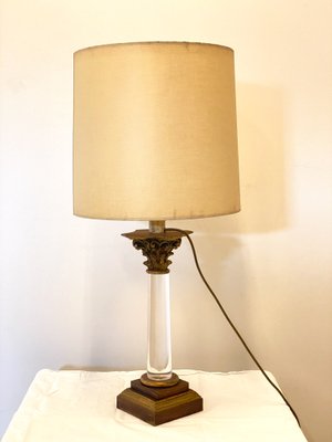 Table Lamp in Acrylic Glass and Wood, 1970s-NPC-1325790