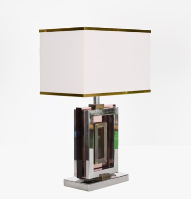 Table Lamp in Acrylic Glass, Chrome and Brass by Romeo Rega, Italy, 1970s-JDR-1419232