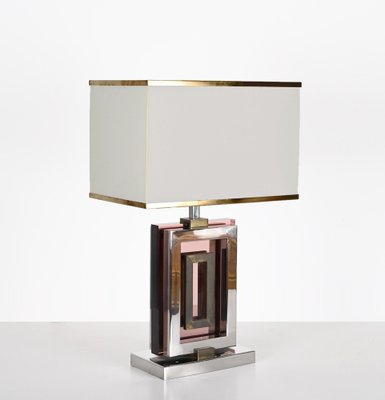 Table Lamp in Acrylic Glass, Chrome and Brass by Romeo Rega, Italy, 1970s-JDR-1419232