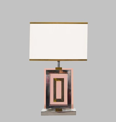 Table Lamp in Acrylic Glass, Chrome and Brass by Romeo Rega, Italy, 1970s-JDR-1419232