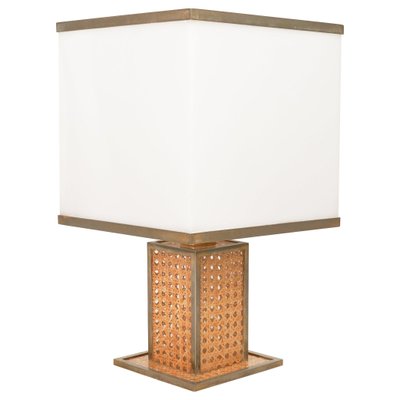 Table Lamp in Acrylic Glass, Rattan and Brass by Christian Dior, Italy, 1970s-LYQ-1726010