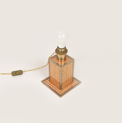 Table Lamp in Acrylic Glass, Rattan and Brass by Christian Dior, Italy, 1970s-LYQ-1726010