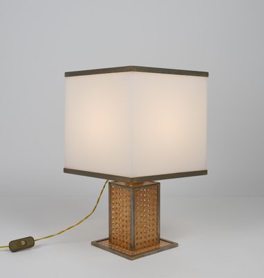 Table Lamp in Acrylic Glass, Rattan and Brass by Christian Dior, Italy, 1970s-LYQ-1726010