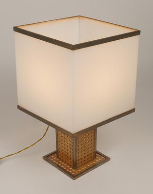 Table Lamp in Acrylic Glass, Rattan and Brass by Christian Dior, Italy, 1970s-LYQ-1726010