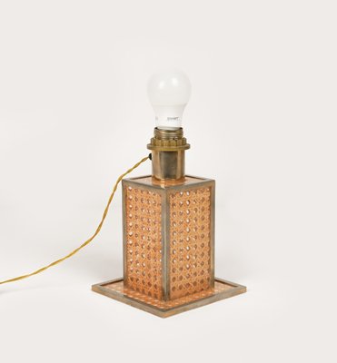 Table Lamp in Acrylic Glass, Rattan and Brass by Christian Dior, Italy, 1970s-LYQ-1726010