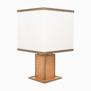 Table Lamp in Acrylic Glass, Rattan and Brass by Christian Dior, Italy, 1970s-LYQ-1726010