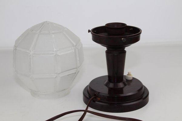 Table Lamp in Bakelite and Glass, 1930s-ZWH-1089048