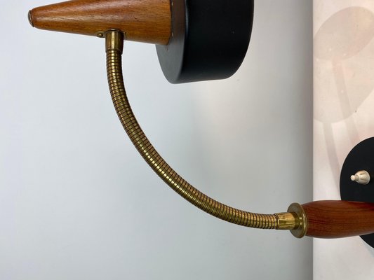 Table Lamp in Black Metal and Teak, Denmark, 1960s-UY-1048151