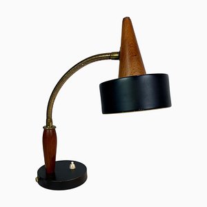 Table Lamp in Black Metal and Teak, Denmark, 1960s-UY-1048151