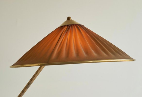 Table Lamp in Brass and Plissé Shade, 1940s-FEW-2024251