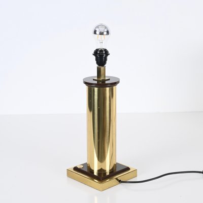 Table Lamp in Brass and White Silk Lampshade, Italy, 1970s-JDR-1722832