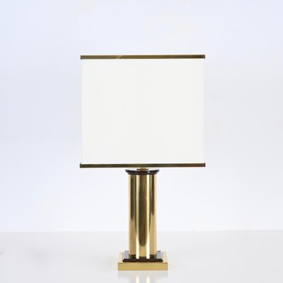 Table Lamp in Brass and White Silk Lampshade, Italy, 1970s-JDR-1722832