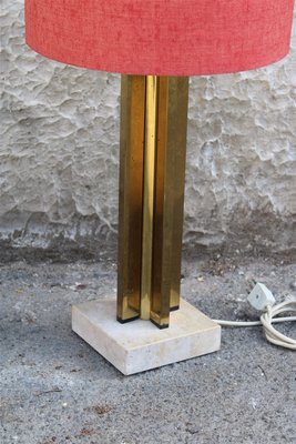 Table Lamp in Brass, Marble and Fabric, Italy, 1970s-EH-1058118