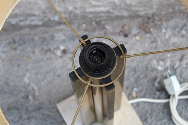 Table Lamp in Brass, Marble and Fabric, Italy, 1970s-EH-1058118