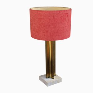 Table Lamp in Brass, Marble and Fabric, Italy, 1970s-EH-1058118