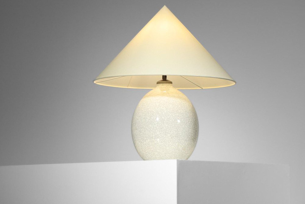 Table Lamp in Crackled Ceramics from Boch La Louvière, 1940a